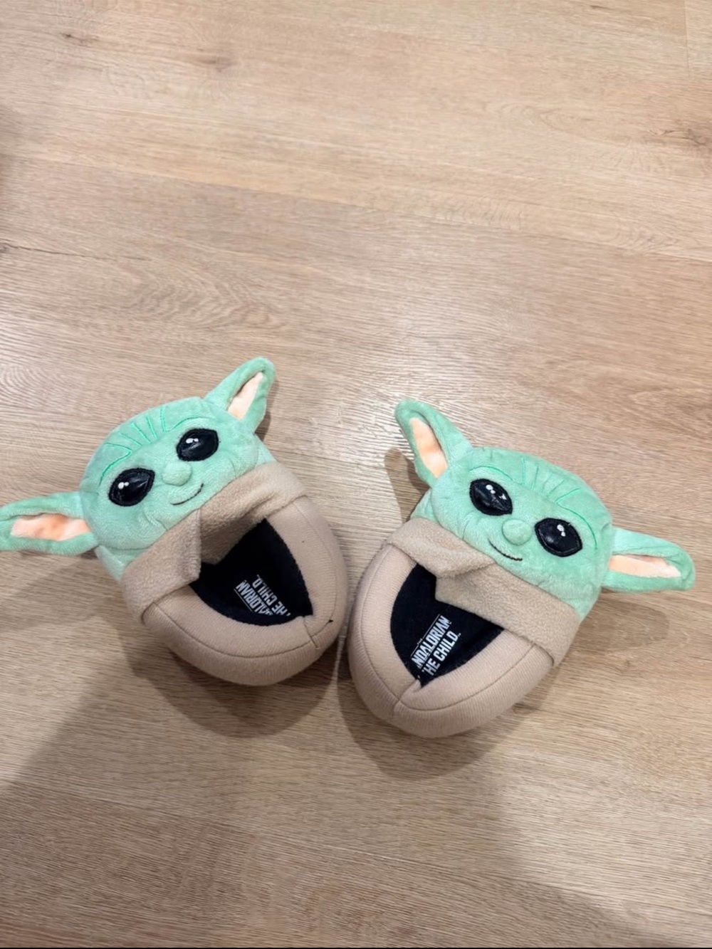 Kids Plush Character Slippers in Green and Tan